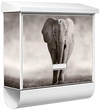 banjado® Burgwächter Briefkasten Weiß 38x39x12cm mit Motiv Joseline/Briefkasten mit Zeitungsfach/Briefkasten mit Zeitungsrolle/Postkasten inkl. Montagematerial & 2 Schlüsseln