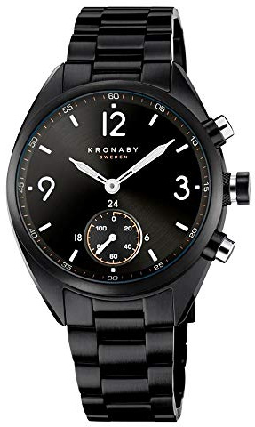 KRONABY Uhr Smart Herren Hybrid aus Edelstahl 316l Schwarz | Analog-Smartwatch, Wasserdicht 10 ATM S3115/1, Musiksteuerung, Schrittzähler, Anrufbenachrichtigung und -ablehnung, Apex