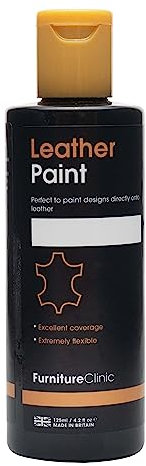 Furniture Clinic Pintura para cuero: para pintar todos los cueros: calzado, bolsos, ropa, etc. Flexible y duradera (blanco, 125 ml)