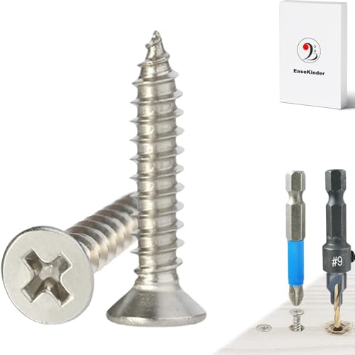 Wood Screws - 120PCS Flat Head Phillips Screws, 304 Stainless Steel Screw with Adjustable Wood Countersink Kit (#6 x 3/4)