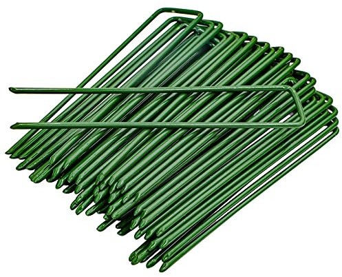 Gartenheringe, Heftklammern, Meta-Gartenarbeit, Sicherung von Rasen, Bodenanker, U-förmige Nagelstifte, ideal für Unkrautbekämpfung, Membrangewebe, Grasmattennetz, 15 cm, 40 Stück