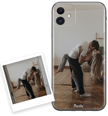 P Pevita iPhone 11 Hülle personalisiert mit Foto. Handyhülle aus Silikon selbst gestalten iPhone 11. Geschenke personalisiert für Frauen, Mann, Kinder,Valentinstag, Weihnachten