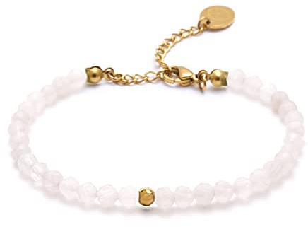 BERGERLIN Naturstein Perlenarmband Damen Herren, Silber/Gold | Naturstein Armband Damen & Herren: Armband Gold/Silber mit echten Heilsteinen – vom deutschen Prüflabor bestätigt.
