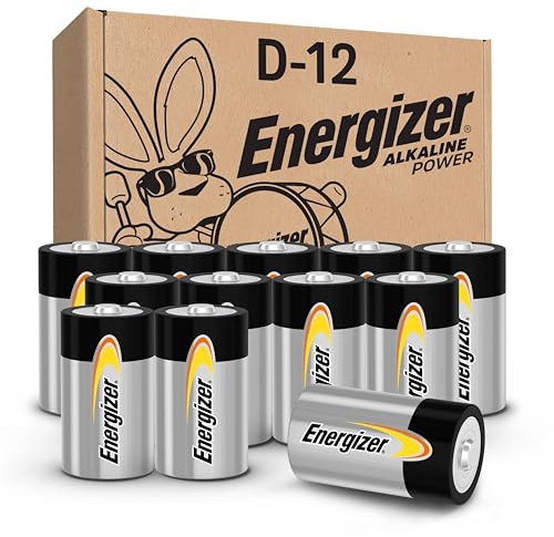 Energizer Alkaline Power D Batteries 12 Count (Pack of 1), Long-Lasting Alkaline Size D Batteries