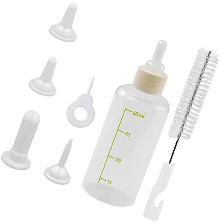 MYSUNBAR Aufzuchtflasche Pet Milchflasche, Haustier Babyflasche Kit, 60ml Haltbares Silikon Wasser Milch Flasche Neugeborene Pet Kleine Hunde Welpen Katze Milch