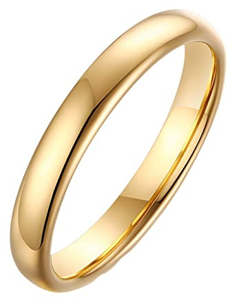 Bishilin Damen Ring Personalisiert, Ring Wolframcarbid 3MM Schmal Bandring Silber Gold Rosegold Freundschaftsring Partnerringe für Frauen Mädchen