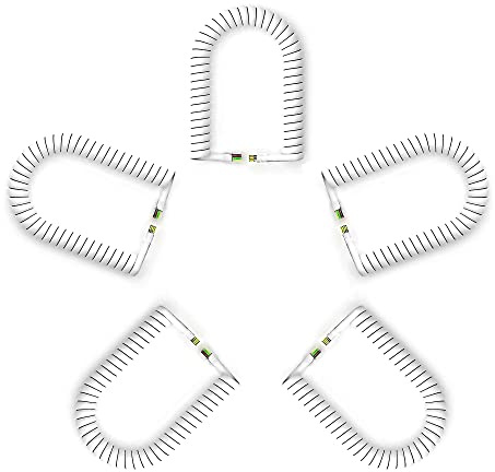 TOYAYAYO Telephone Handset Cord, 5 Pack 6.5Ft Uncoiled / 1Ft Coiled Landline Phone Handset Cable 4P4C Telephone Accessory White