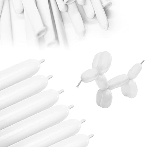 Clownatex 260 Long Twisting White Balloons (100 pcs) for Balloon Animals, Latex Twisting Animal Shape Modeling Long Magic Balloons for Kids Party, Clowns, Birthdays, Weddings