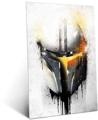 Displate Star Wars Metal Poster Magnetische Befestigung Offiziell Lizenziert Bilder Helmets Graffiti - Mandalorian Graffitti Helmet Poster Größe 67,5x48cm