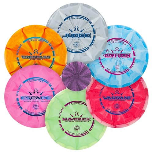 Dynamic Discs Prime Burst 6 Disc Golf Set | Includes 1x Putter, 2X Midrange, 2X Fairway, 1x Driver + Mini Marker | Disc Golf Accessories for Beginners | 170-176g | Beginner Pack for Amateurs
