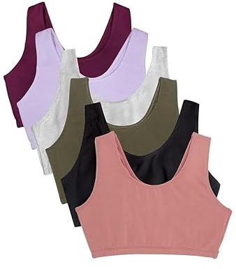 Fruit of the Loom Women's Tank Style Cotton Bra Sports Bra, 1 Inch (Pack of 4)