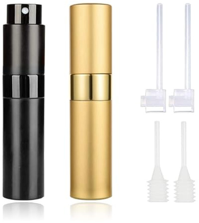 2 Piezas Atomizador Perfume, Perfumador Dispensador, Aluminio 8ml Atomizador Perfume Recargable, Perfumador Dispensador de Viaje, Botellas de Viaje, Spray Pulverizador Pequeño para Colonia