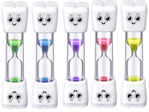 Timer a Clessidra,5 PCS Timer di Sabbia per Bambini 3 Minuti Timer di Sabbia Orologi a Clessidra per Spazzolini da Bambini Ragazzi Ragazze Igiene orale bomboniere