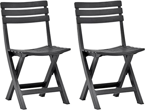 puraday Klappbare Gartenstühle 2 STK. Kunststoff Anthrazit 44x41x78 cm Plastik Gartenstuhl Campingstuhl Klappbar Gartensessel Klappsessel Terrassenstühle Balkonstuhl für Terrasse Garten