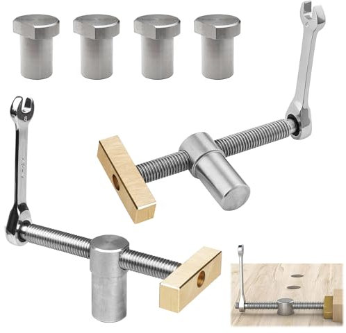 2 pezzi Morsa da Banco da Lavoro Falegname, Set Morsetto Legno Morsetti per Cani da Banco 20mm, Morsetto da Tavolo Falegname Cane, Morsetti per Legno Professionali (Argento)