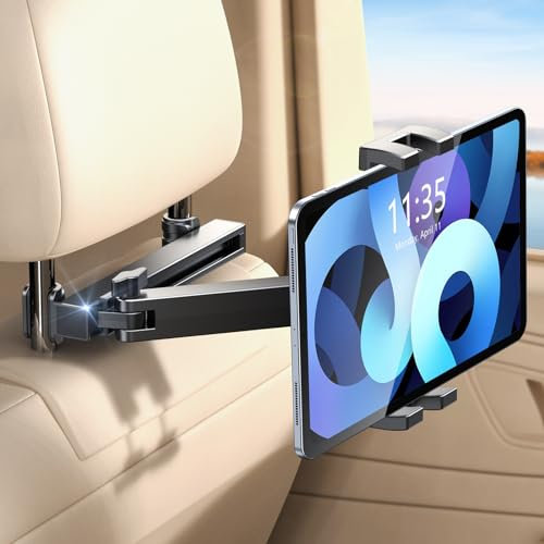 EOIWUY Tablet Halterung Auto, [Ausziehbarer Verlängerungsarm] 360° Drehung Tablethalterungen Auto, Tablet Halterung Auto Kopfstütze Kompatibel mit iPad, iPhone, Galaxy Tabs und Allen 4,7-12,9 Geräten