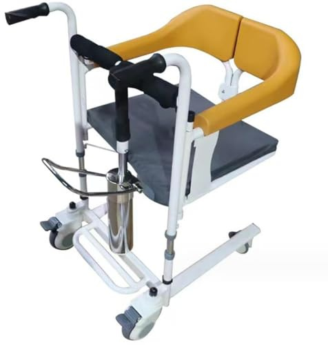 Hydraulischer Patientenlift Rollstuhl für Zuhause,Transferstuhl Duschstuhl für ältere Menschen,Multifunktions-Duschstuhl,Bett Toilettenstuhl mit 180° geteiltem Sitz A