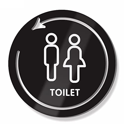 Letrero de baño, letrero de identificación de baño, letreros de baño for hombres y mujeres, iconos elevados de acrílico 3D, letreros redondos for puertas de baño de 9 pulgadas, for oficinas, empresas