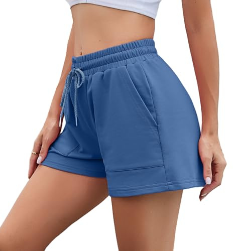 Irdcomps Korta byxor, damshorts, korta sportshorts, joggingbyxor, träningsbyxor, löpshorts, korta byxor, sommar, hög midja, blå, XL