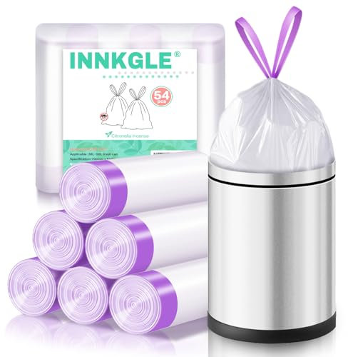INNKGLE Bolsas de basura biodegradables con cordón blanco de 30 a 50 L, con aroma fresco, función antidesgarros, duraderas y a prueba de fugas, 60 x 70 cm, bolsas de basura biodegradables para uso