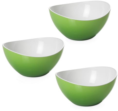 omada Design Set mit 3 Schüsseln für die Küche, 1,5 Liter, Salatschale aus farbigem Kunststoff, bruchsicherer Behälter, Linie Trendy