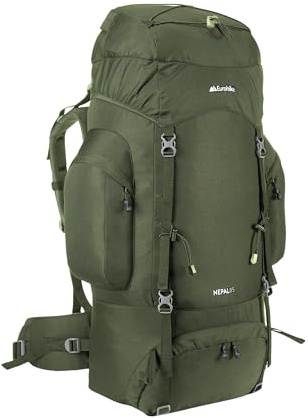 Eurohike Nepal 85 Litre Rucksack with Ventilated Back Panel & Padded Harness, 85L Backpack, Bag for Men & Women, Adjustable, Lightweight, Camping, Hiking, Trekking, Travelling, Outdoor, Green