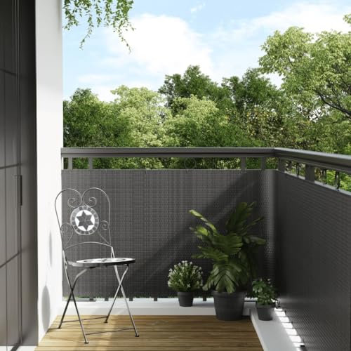 CIADAZ Balkon-Sichtschutz Anthrazit 300x80 cm Poly Rattan, Balkonsichtschutz, Windschutz Balkon, Windschutz Terrasse, Balkonverkleidung, Sichtschutz Garten - 156235