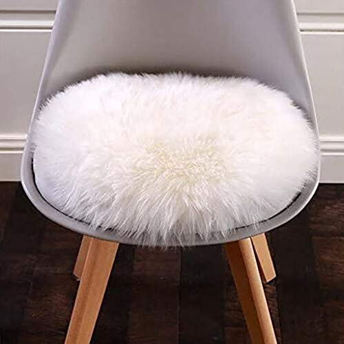 Cojín de piel de oveja sintética para asiento, cojín esponjoso de lujo para sala de estar, dormitorio, silla de maquillaje