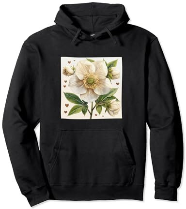 Motif fleur d'hellébore avec cœurs autour de style bohème Sweat à Capuche
