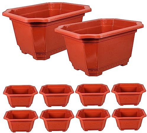 KONTONTY 10pezzi Vaso Da Fiori in Plastica Rettangolare Per Interni Vaso Da Bonsai Per Casa e Ufficio Contenitore Per Piante Adatto Per Piccole Piante Come e Felci