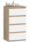 Commode à 4 tiroirs, pour chambre à coucher, couloir, salon, organiseur - Commode avec tiroirs - 40 cm de large et 74 cm de haut - Chêne sonoma blanc - Buffet multi-usages - Armoire étroite