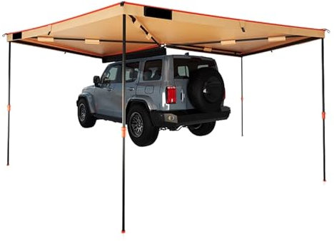 LYXXJRYBHD 270 Camping Markise, Auto Dachzelt, Tragbare Markise, Außenzelt, Auto-Seitenzelt, Fächerförmiges Dach, Sonnen- Und Regenschutzmarkise