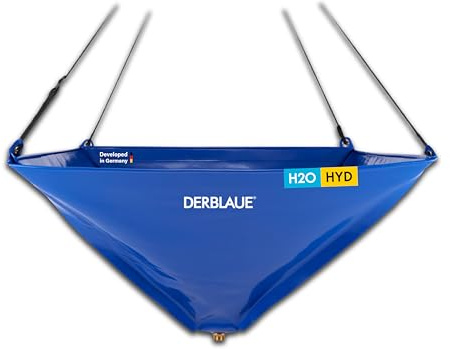 DERBLAUE® Trichter 80 x 80 cm, ca. 50 Liter, 3/4 Zoll Anschluss | mit höhenverstellbarem Aufhängesystem, stabil im Einsatz dank Fiberglasstäbe, mit einsetzbarem Filtersieb, geringes Packmaß