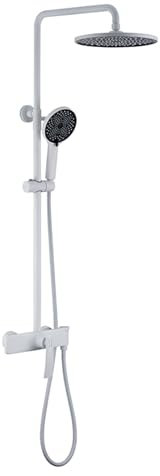 BiaoTeng Colonne de Douche avec Mitigeur pour Baignoire Hauteur Réglable Monocommande Robinet de Baignoire Ensemble de Douche Mural Blanc