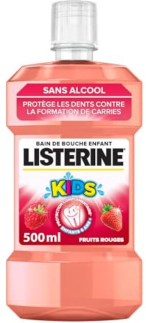 Listerine Mundwasser für Kinder Rote Früchte 0% Alkohol (500 ml Flasche) - Mundpflege zur Entfernung von 99,9% der Bakterien - Alkoholfreies Mundwasser für langanhaltenden frischen Atem
