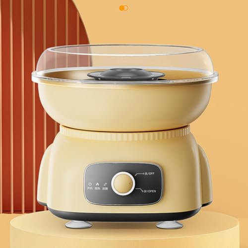 Household Cotton Candy Machine, 500W Electric Cotton Candy Maker,with Splash Prevention Bowl and Removable & Washable, Makes Hard Sugar, Sugar Floss, Homemade Sweets for Birthday Parties yellow