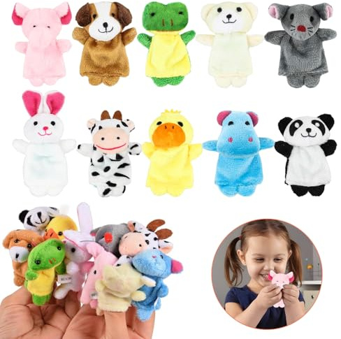 5 Pièces Marionnette à Doigt,Liwein Bébé Histoire Temps Marionnettes Marionnettes à Doigts Animaux Histoire Time Props Finger Marionnettes pour Bébé Enfants Marionnette à Doigt (Zehn Tiere)