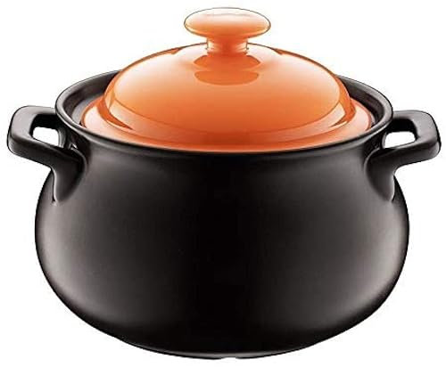 HYRTHAFSDF Cazuela de Barro Olla de Barro para guisar Cazuela de cerámica - Esmalte Suave, Buen Aislamiento térmico, Nutrición Deliciosa, Apto para lavavajillas - Capacidad 3L_Naranja
