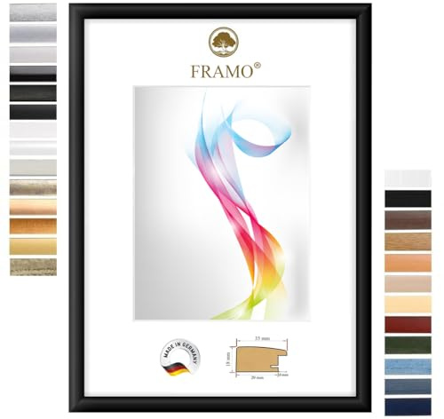 FRAMO Holz Bilderrahmen 50 x 150 cm (Bildmaß) in Schwarz matt | Größe wählbar | Rahmen für Poster | Puzzle | Foto collage | Maßanfertigung | Fotorahmen nach maß