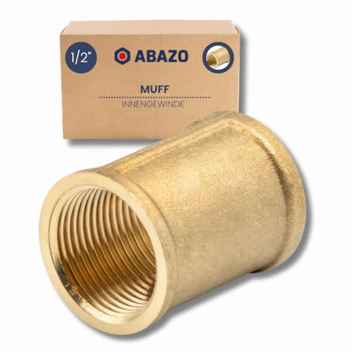 ABAZO - Rückschlagventil, Rohrverbinder, Messing Muffe, Rohrverbindungen, Messingverlängerung, Messingbeschlag, Außengewinde, Innengewinde - Muff 1/2 IG