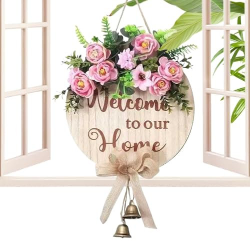 Cartello di benvenuto primaverile, cartello di benvenuto nella nostra casa | Benvenuti nella nostra decorazione da parete per il portico anteriore della casa,Insegna da parete per portico anteriore da