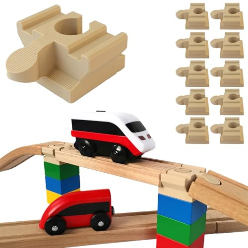 Duplo & Brio kompatibler Brücken-Adapter - Verbindung von Bausteinen und Holzeisenbahn (10 Stück)