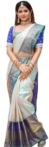 CLEVIO vävd design Zari Banarasi sari - 27848716-CVO, Orange, en storlek