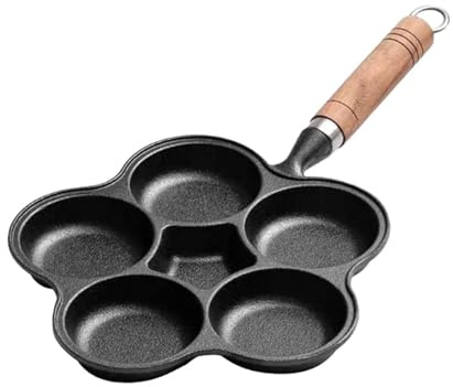 F Fityle Sartén para Tortillas, sartén para panqueques, Ligera, Multiusos, de Hierro, con Compartimentos para Desayuno, Camping y Tortillas, Seis Hoyos