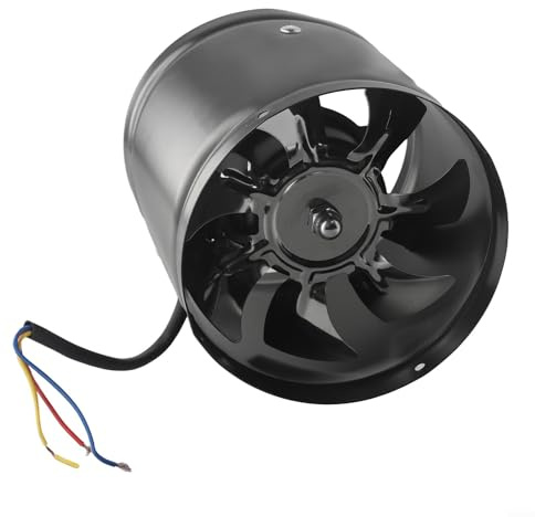 Abluftventilator 150mm Rohrventilator 200-600m³/h Leise Metallblätter Energiesparend Für Stark Saugend Druckfest Für Küche Restaurant Büro Werkstatt Toilette Weiß(Black)
