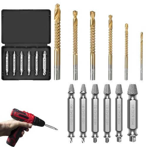 12 PCS Damaged Screw Extractor Set, Easy Out Bolt Extractor Set