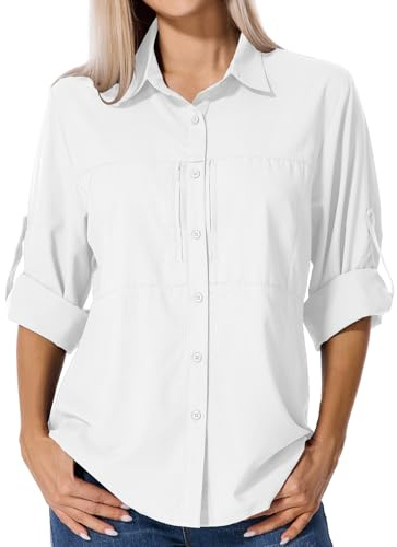 Asfixiado Damen Safari Kleidung UPF50+ UV Schutz Langarm Bluse