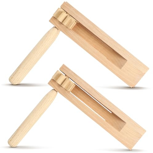 Alasum 2 Piezas Matraca de Madera Instrumento Percusión Educativo para Juguete y Portátil para Fiestas y Aprendizaje Infantil