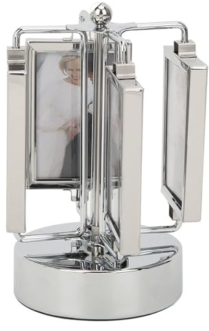 Rotierender Fotorahmen, Elegantes Karussell-Fotodisplay Aus Metall Mit 360°-Drehung Und Spieluhr, 7,6 X 5,1 Cm, Rotierender Bilderrahmen, Doppelseitiger Rahmen Aus Glas Und Metall Für Zuhause