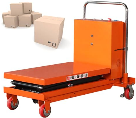 Hydraulic Scissor Lift Table, Manual/Electric, 330lbs Capacity, 50/43.3 Lifting Height, Portable Lift Cart with Locking Wheels for Easy Transport and Heavy-Duty Use